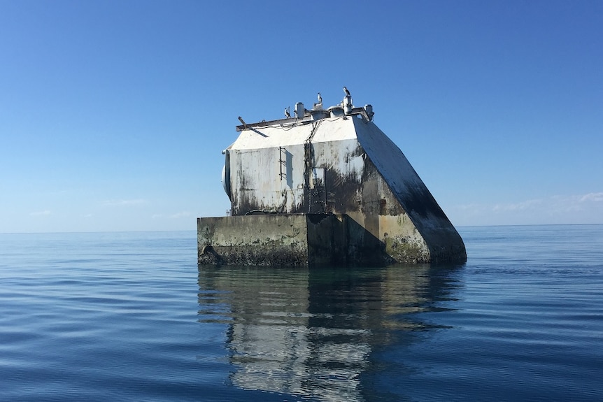 Wreck of a wave energy generator off Carrickalinga.