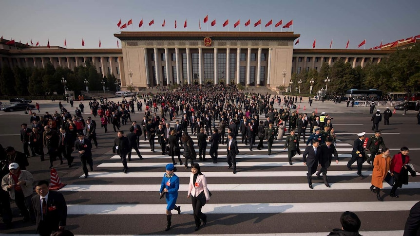 Delegates leave the Chinese Communist Party national Congress