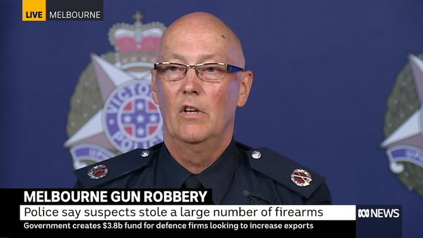 Victoria Police provide details on the robbery of gun shop in Thornbury.