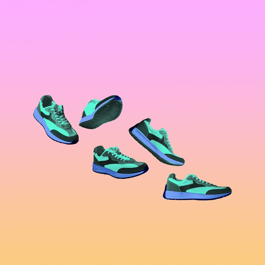 sneakers on a coloured background