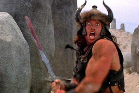 Arnold Schwarzenegger in Conan the Barbarian.