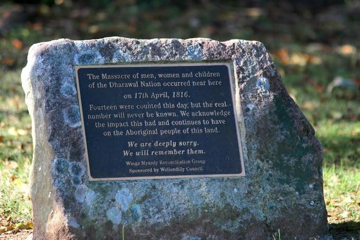 A plaque commemorating the 1816 massacre at Appin.