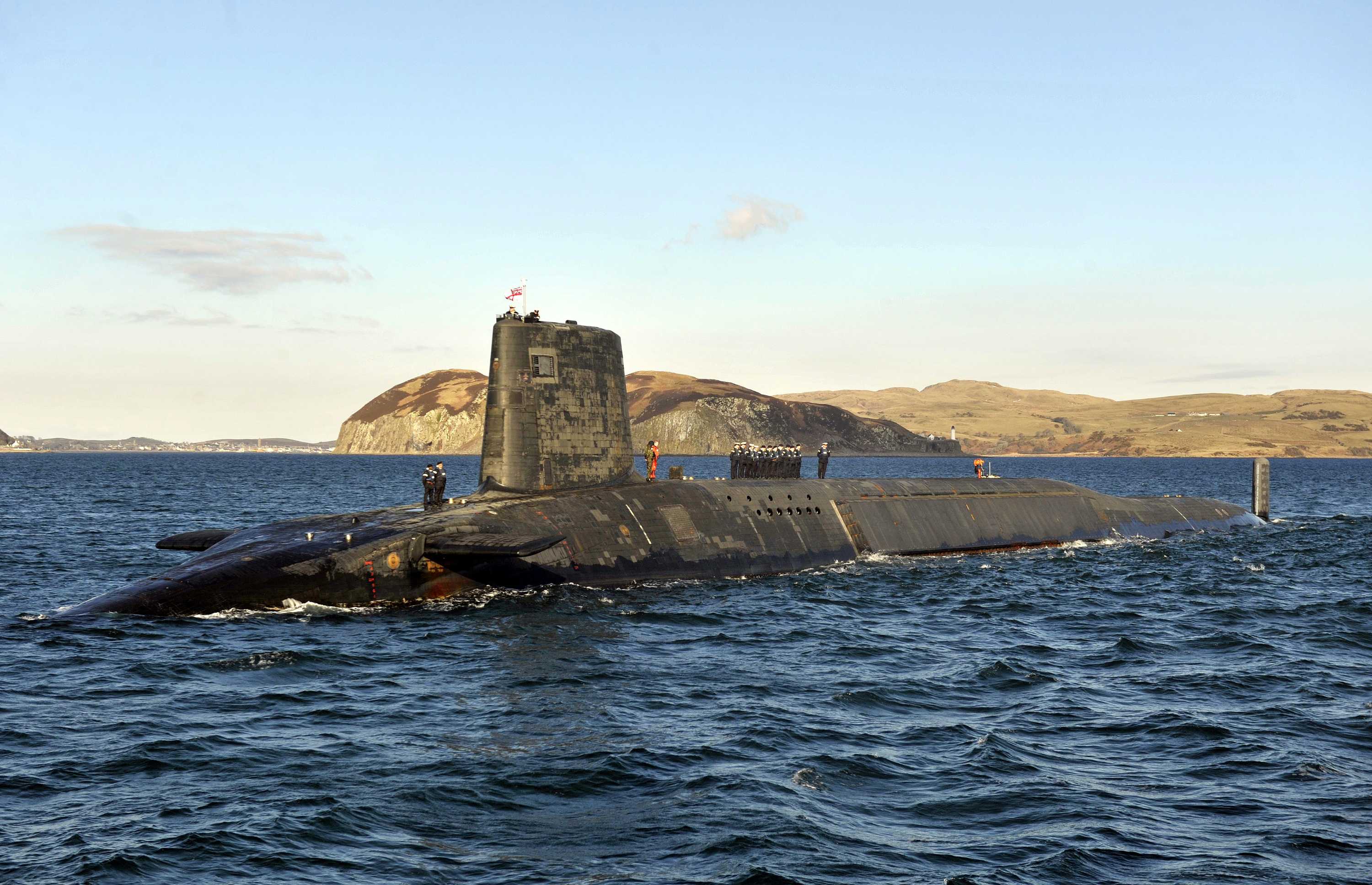 The Trident Nuclear Submarine, HMS Victorious, on patrol off the west coast of Scotland