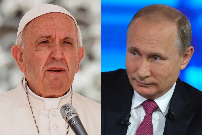 Composite image of Pope Francis and Russian President Vladamir Putin.