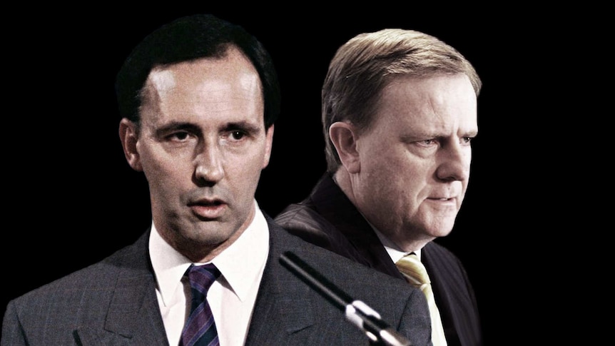 Composite image of former treasurers Paul Keating (left, and also a former PM) and Peter Costello.