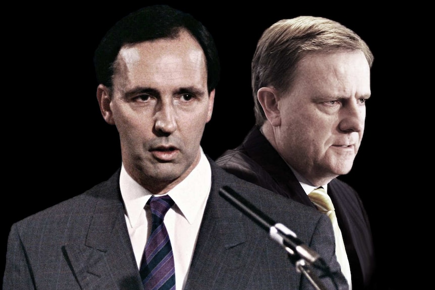 Composite image of former treasurers Paul Keating (left, and also a former PM) and Peter Costello.