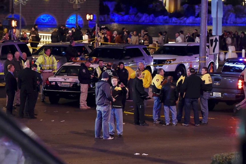 The scene of car crash in front of the Planet Hollywood Hotel in Las Vegas.