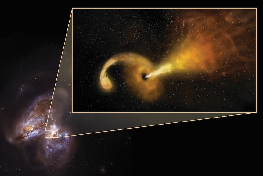 Artist's impression of a black hole destroying a star