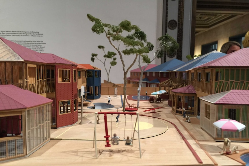 A display featuring the 'Offset House' design at the State of the Art of Architecture event.