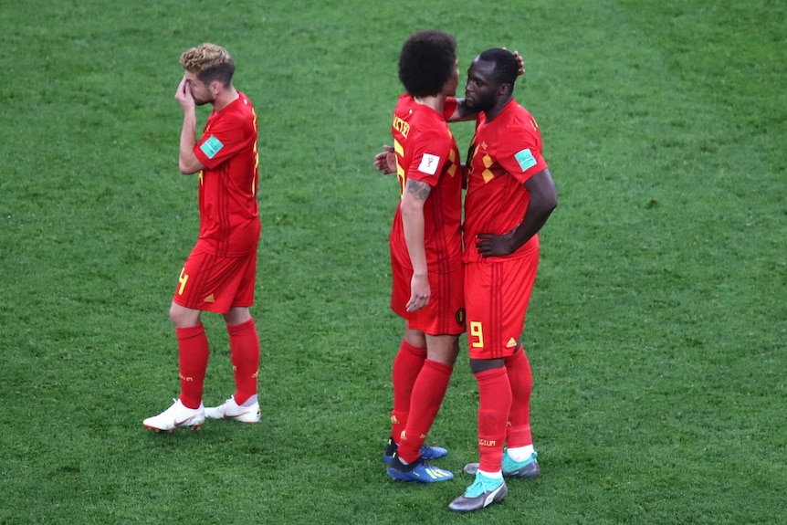 Belgian players are sad after losing to France