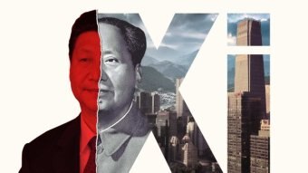 A graphic showing the juxtaposition of Xi Jinping and Mao Zedong.