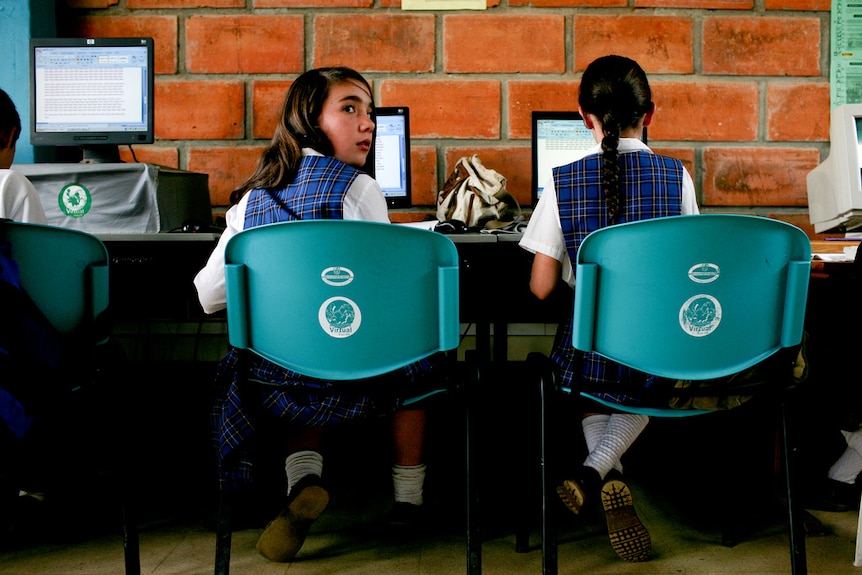 Girls using computers