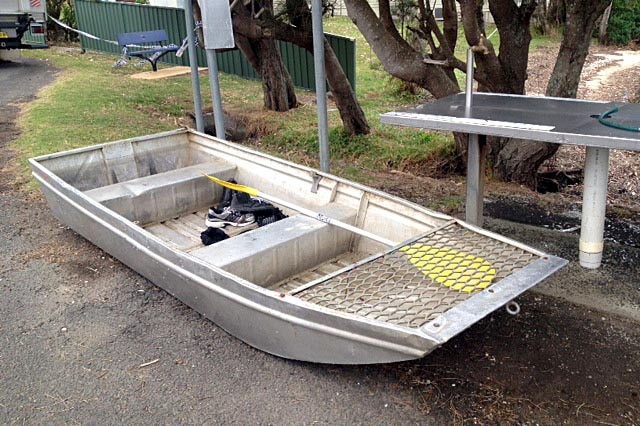 The tinnie in which four men were fishing when it overturned at St George's Basin.