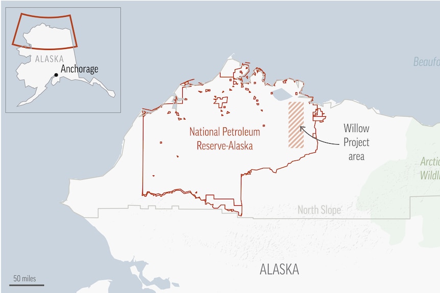 Map of oil development project on Alaska's North Slope.