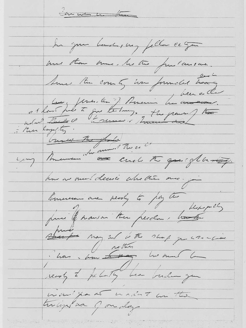 President John F. Kennedy's handwritten draft of his inaugural address.