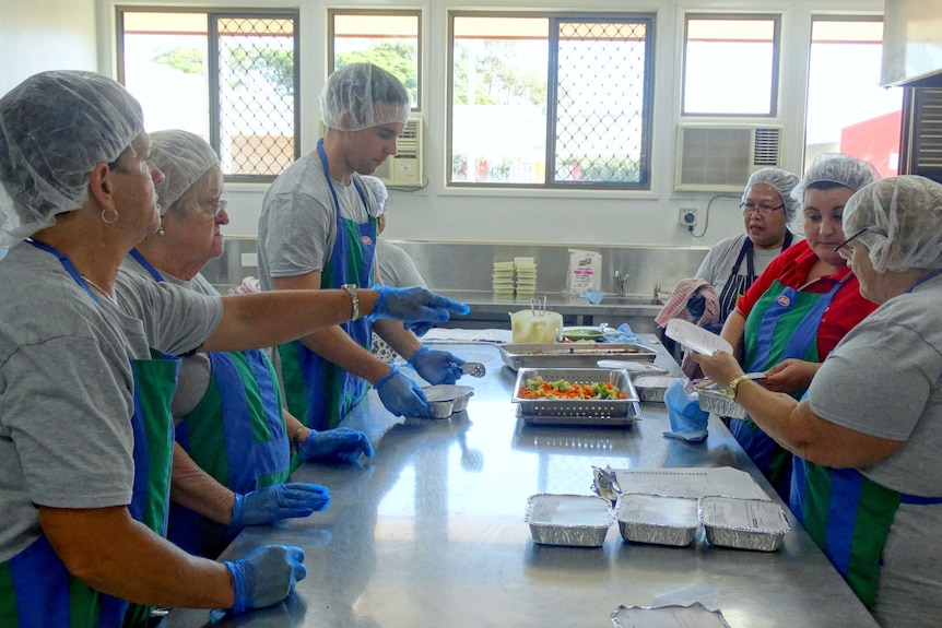 Volunteers Cheryl Muller, Becky, Dylan, Carol Daniels, coordinator Maranda Mendes and chef Yanti Kielensty