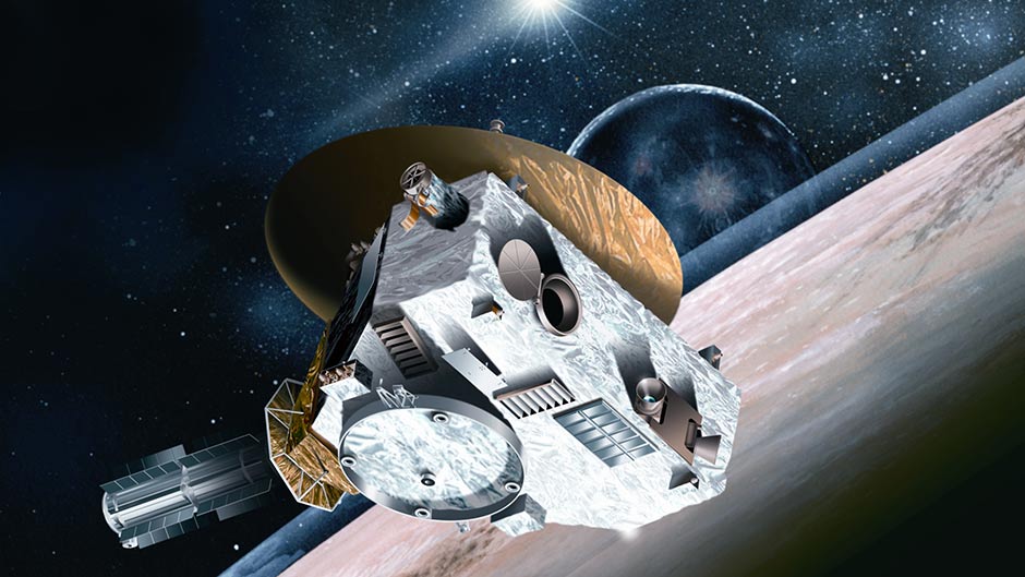 NASA's New Horizons spacecraft took off in 2006. It is about the size of a baby grand piano and weighs 478 kilograms.