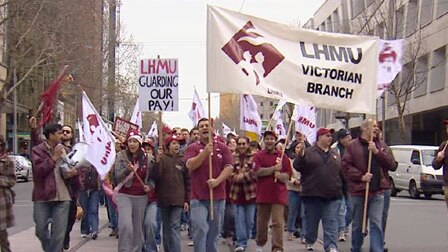 Day of protest: Union members have gathered to rally against the IR laws.