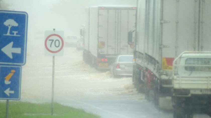 Heavy rain: The Bruce Highway remains cut in several places.