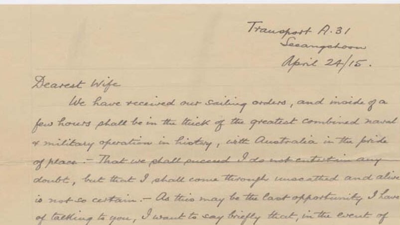 Letter from John Monash to his wife