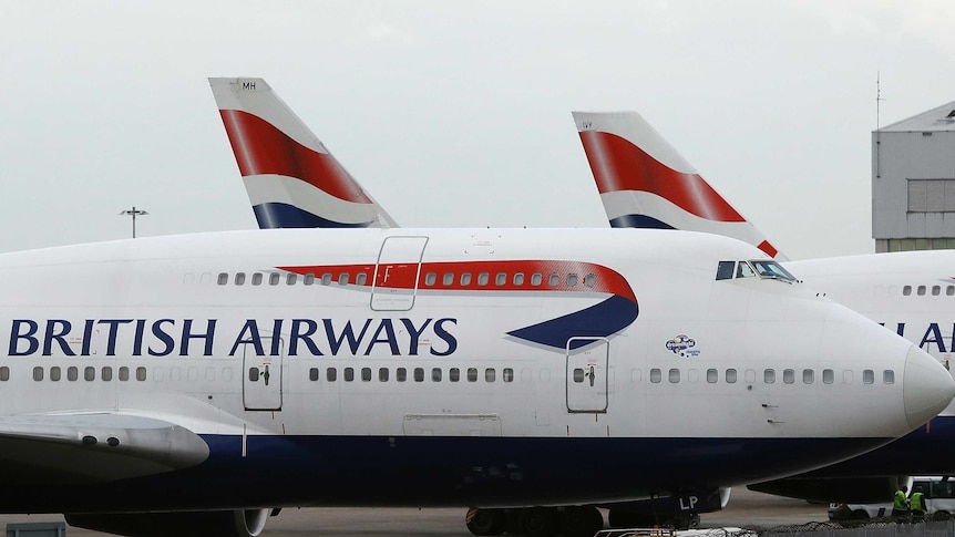 British Airways planes are parked at Heathrow Airport in London, January 10, 2017.
