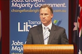 Opposition Leader Will Hodgman addresses the state Liberal conference
