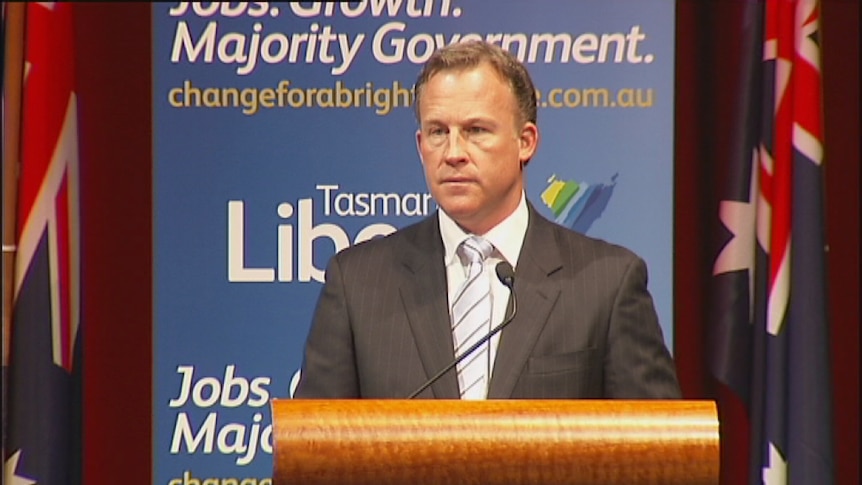 Opposition Leader Will Hodgman addresses the state Liberal conference