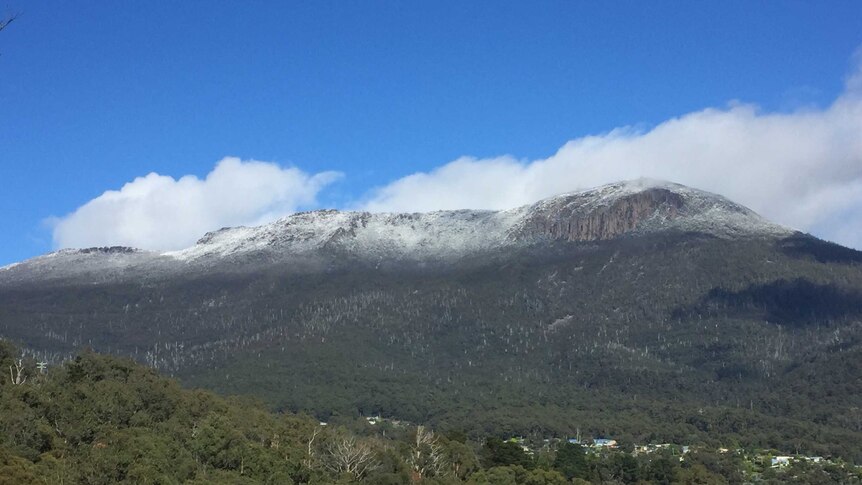 Mt Wellington with snow in November.