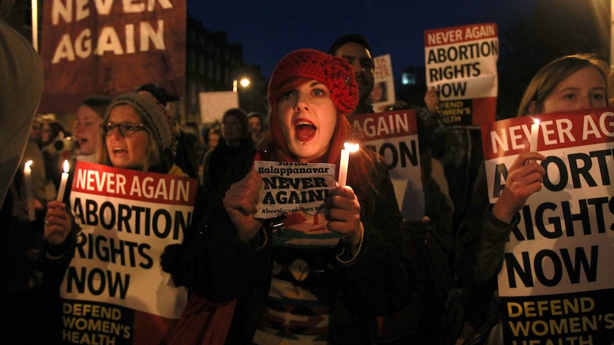 Demonstrators march against abortion laws in Dublin