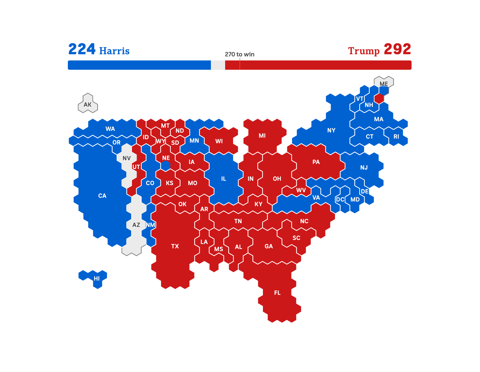 A US election map shows Donald Trump's victory in 2024