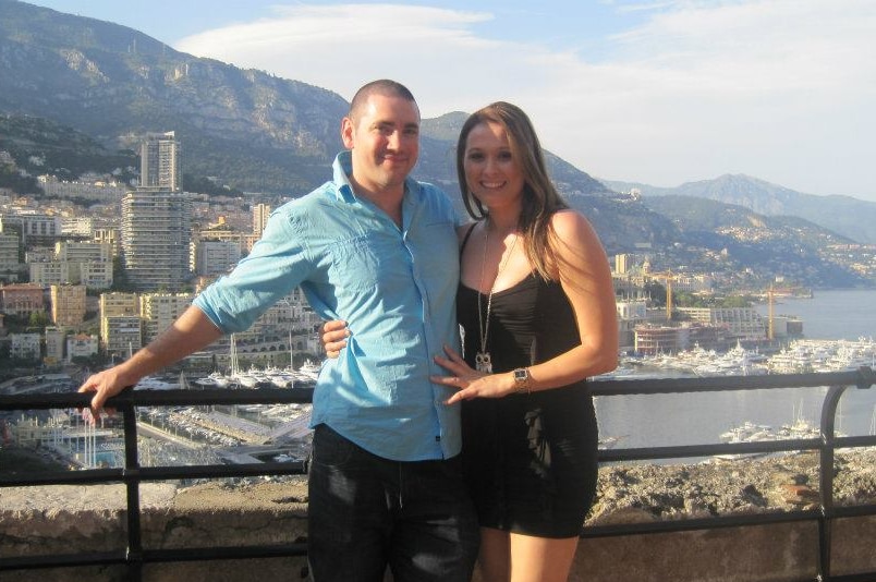 Anthony and Carina Gabb with the city of Monaco in the background