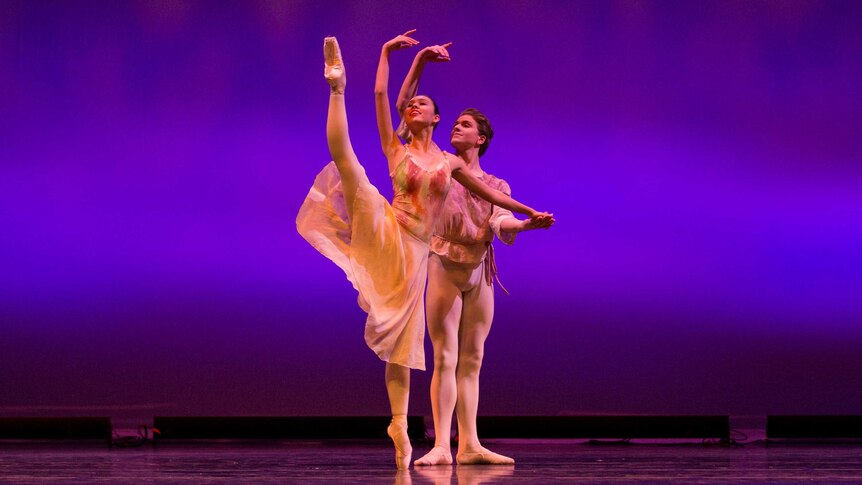 Jett Ramsay performing on stage at the Australian Ballet School.