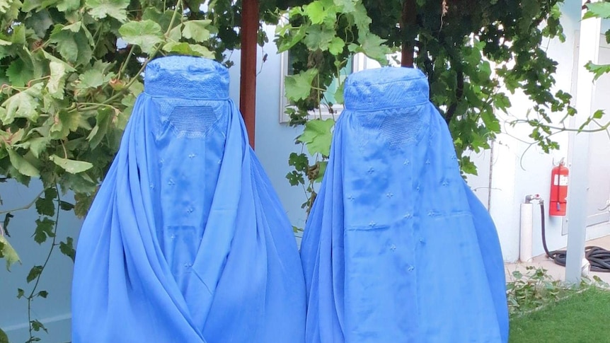 Two women wearing burkas, works as a generic