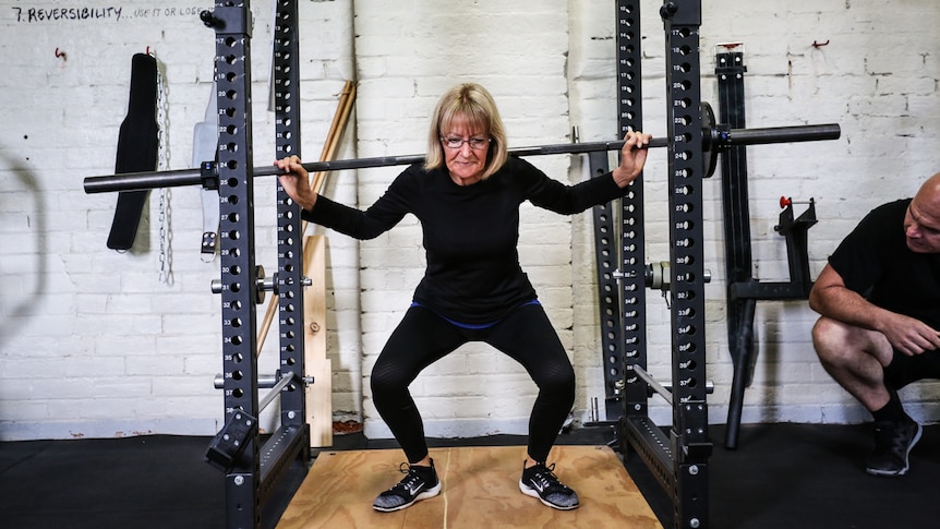 Ex-nurse Trish White in the middle of a dead lift.