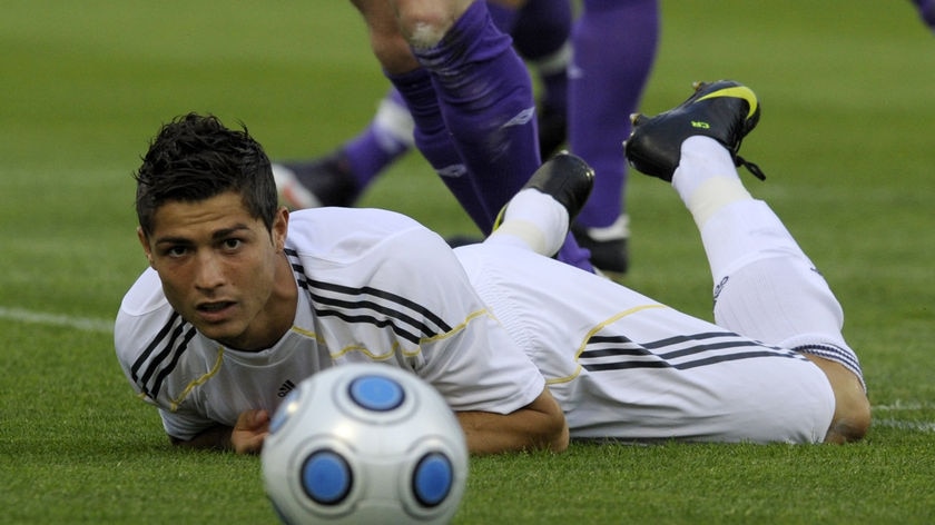 Watching on...Ronaldo could be sidelined for four weeks.