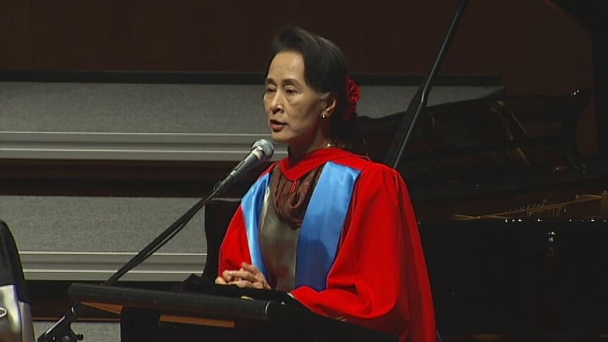Aung San Suu Kyi has been awarded an honorary doctorate by the Australian National University.