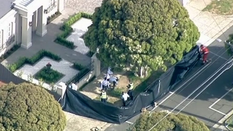 Aerial of crime scene where a body was found in Reservoir