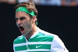Clinical display ... Roger Federer celebrates winning a point in his quarter-final match against Tomas Berdych