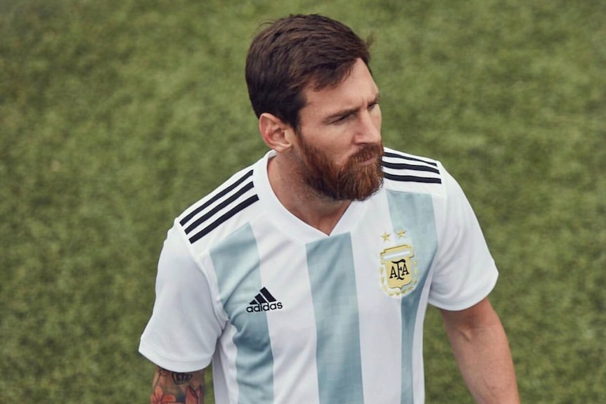 Lionel Messi in Argentina's World Cup kit