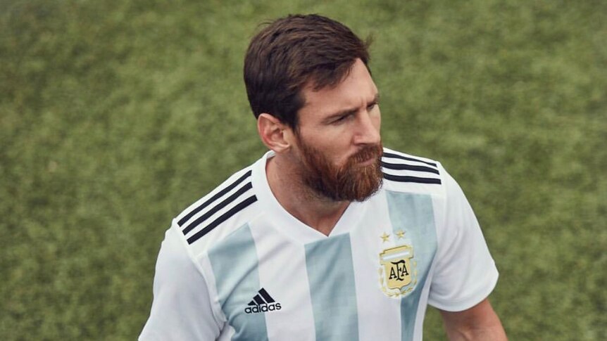 Lionel Messi in Argentina's World Cup kit