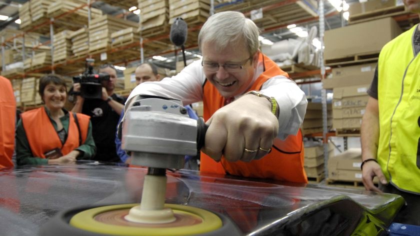 Kevin Rudd operates a polisher