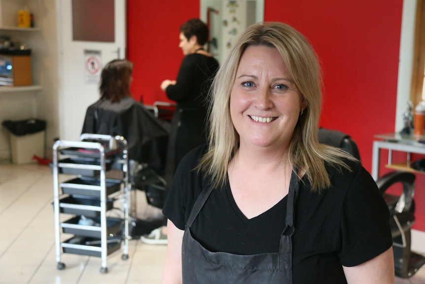 Tammy Wickham Moonah hairdresser in salon.