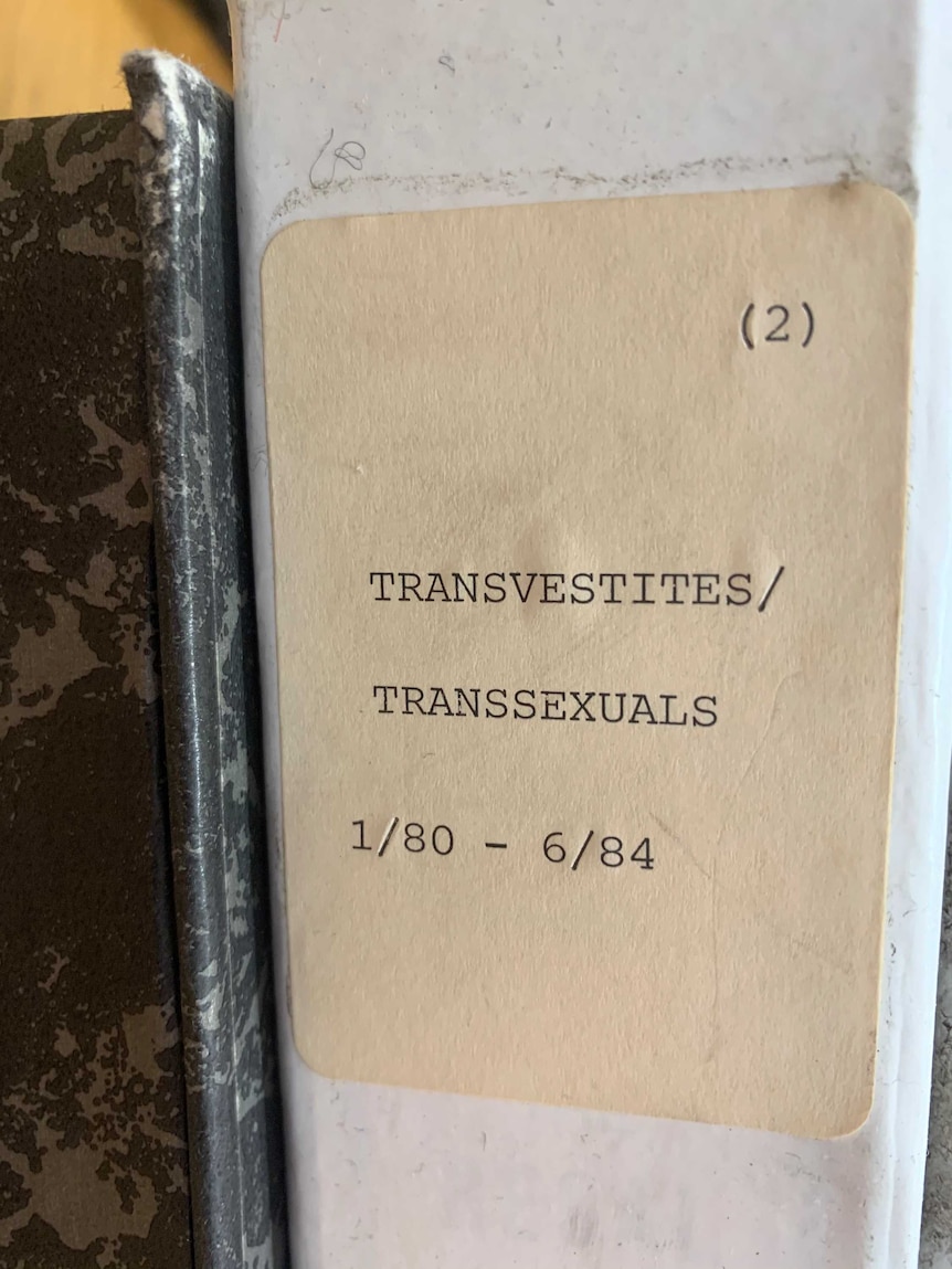 A label on some archives reads "transvestites / transsexuals 1/80 to 6/84"