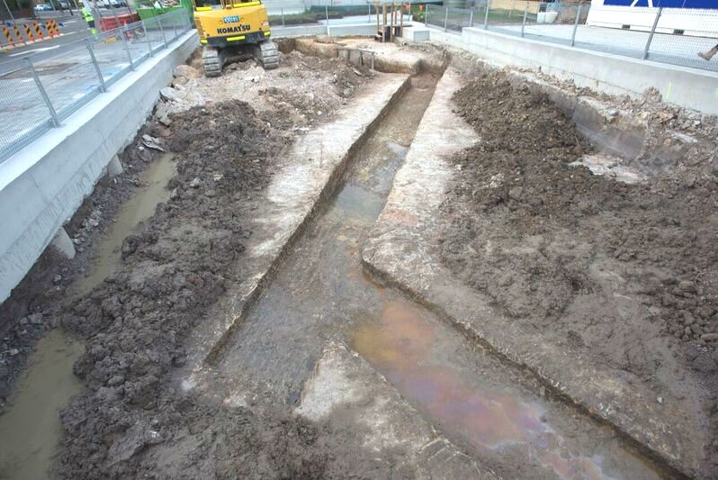 A WWII anti-aircraft trench in Randwick unearthed during light rail construction works.