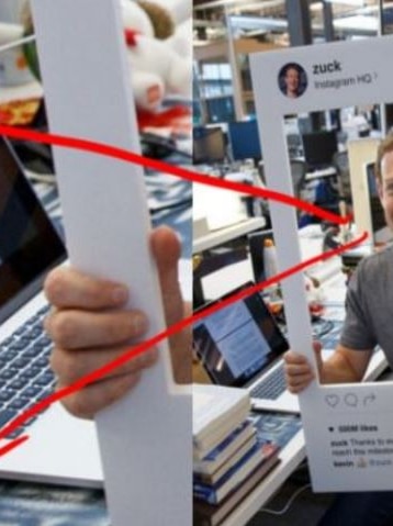 Mark Zuckerberg was pictured with tape over his laptop camera and microphone, the laptop was behind him.