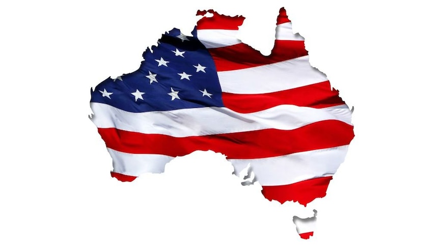 American flag in the shape of Australia