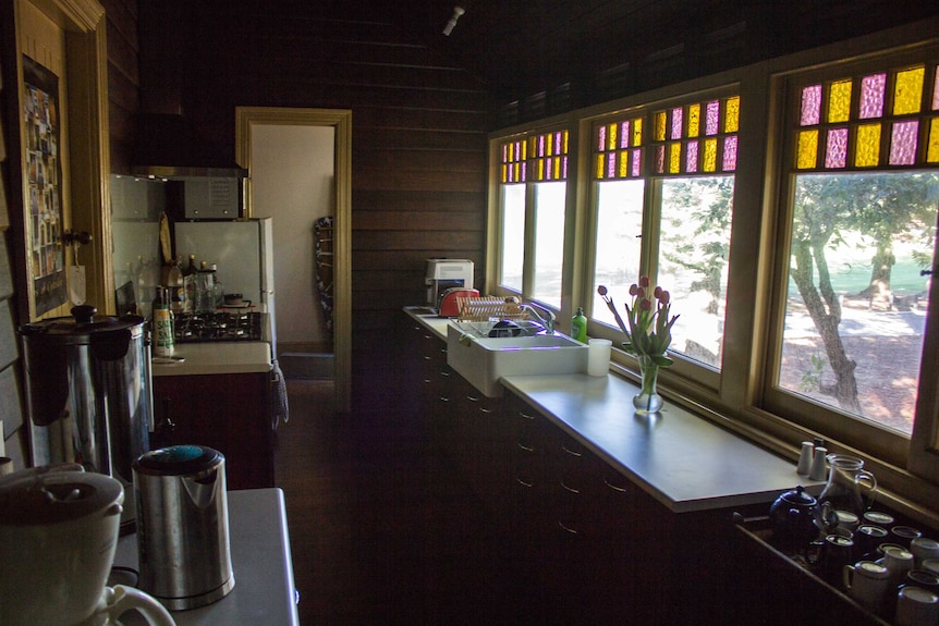 The kitchen today at the back of the Mattie Furphy house. 12 June 2014.
