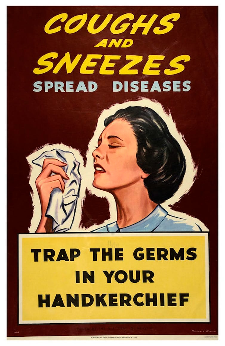 A poster showing a woman using a hanky.