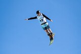 Aerials skier Zakhar Maksymchuk performs a trick