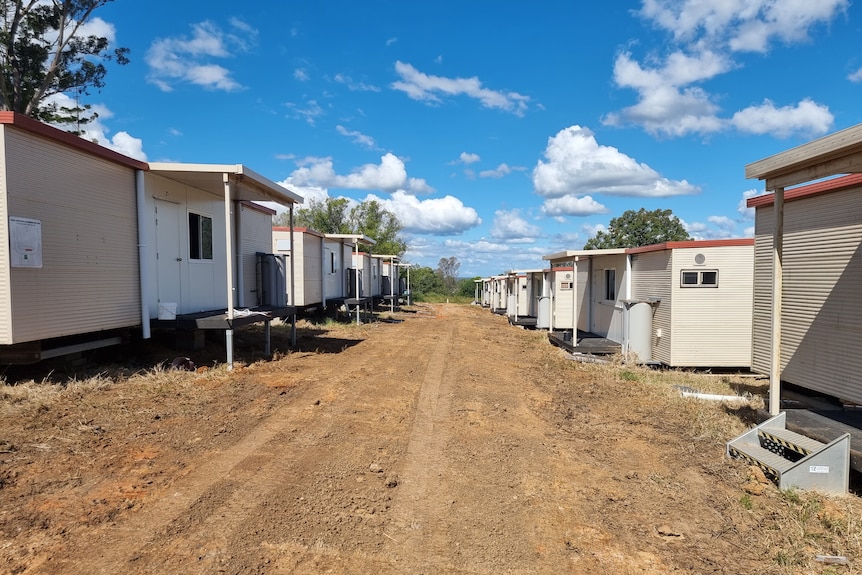 a shot of a row of demountable pods lined up